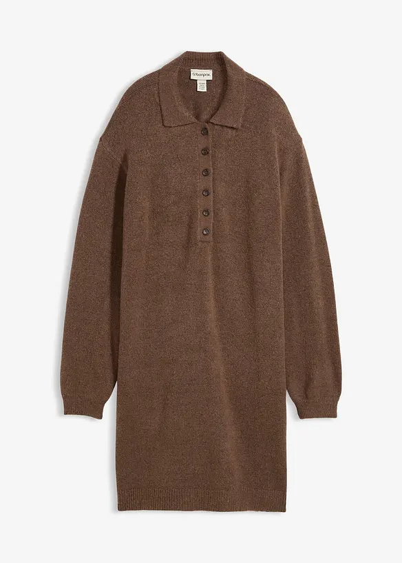 Kort strikkekjole med knappestolpe, bonprix