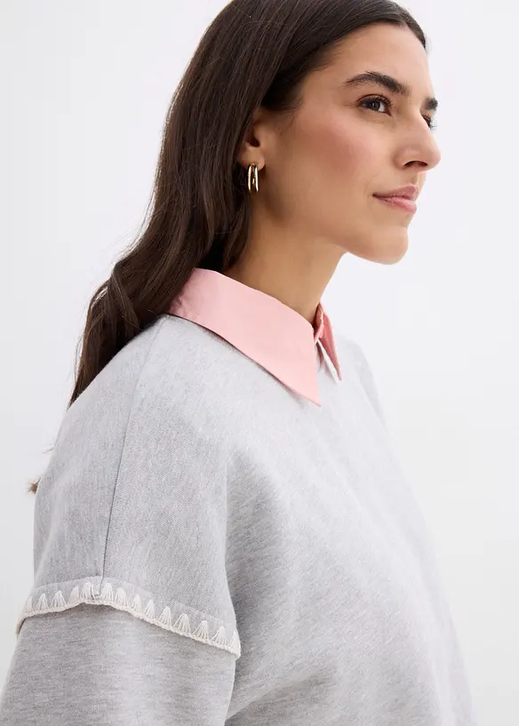 Oversized sweatshirt i bomullsmiks, bonprix