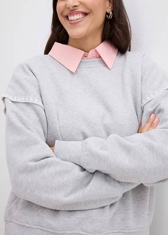 Oversized sweatshirt i bomullsmiks, bonprix