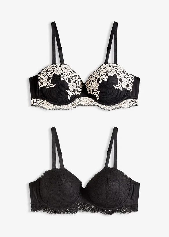 Balconette-BH i tofarget blondemateriale (2-pack), bonprix