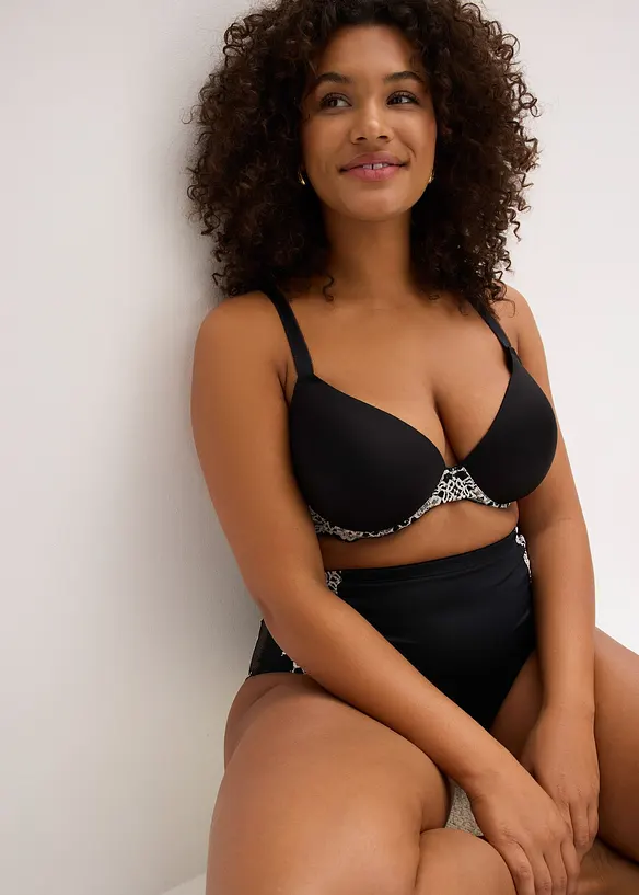 Vattert BH med tofargede blonder, bonprix