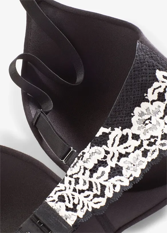 Vattert BH uten spiler med økologisk bomull og blonder, bonprix