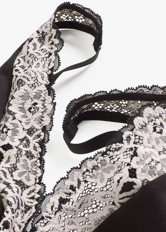 Bralette uten bøyle med økologisk bomull og blonde, bonprix