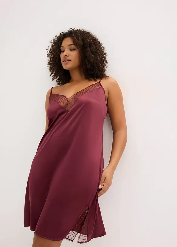 Neglisjé i sateng med nydelig broderi, bonprix