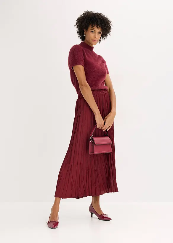 Krinklet satengskjørt, bonprix