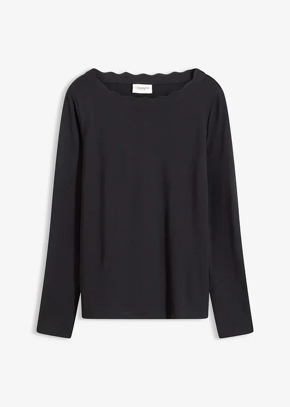 Topp i Punto di Roma-materiale med bølgekanter, bonprix