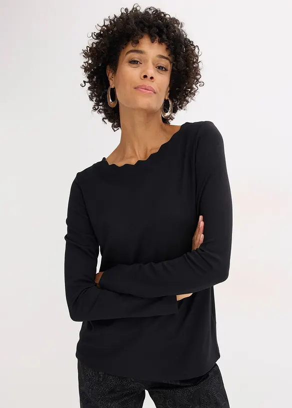 Topp i Punto di Roma-materiale med bølgekanter, bonprix