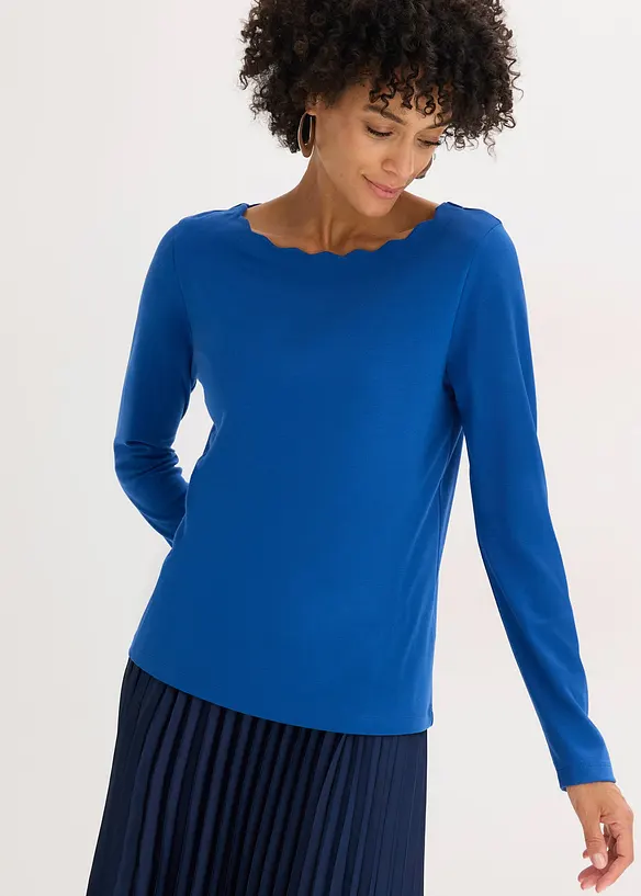 Topp i Punto di Roma-materiale med b&oslash;lgekanter, bonprix