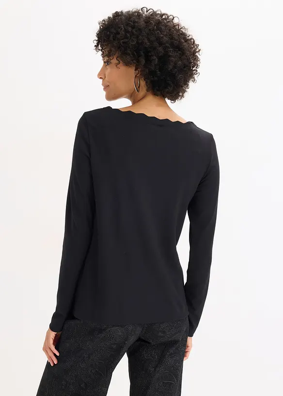 Topp i Punto di Roma-materiale med bølgekanter, bonprix