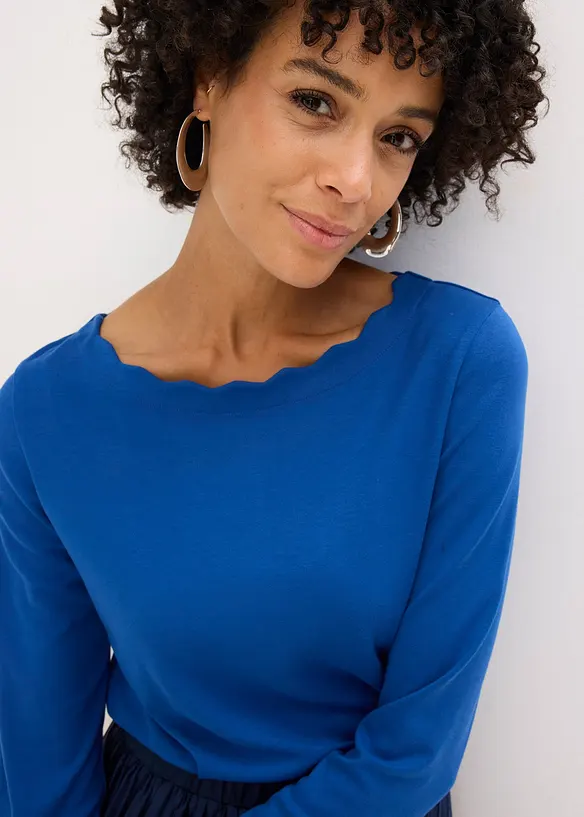 Topp i Punto di Roma-materiale med b&oslash;lgekanter, bonprix