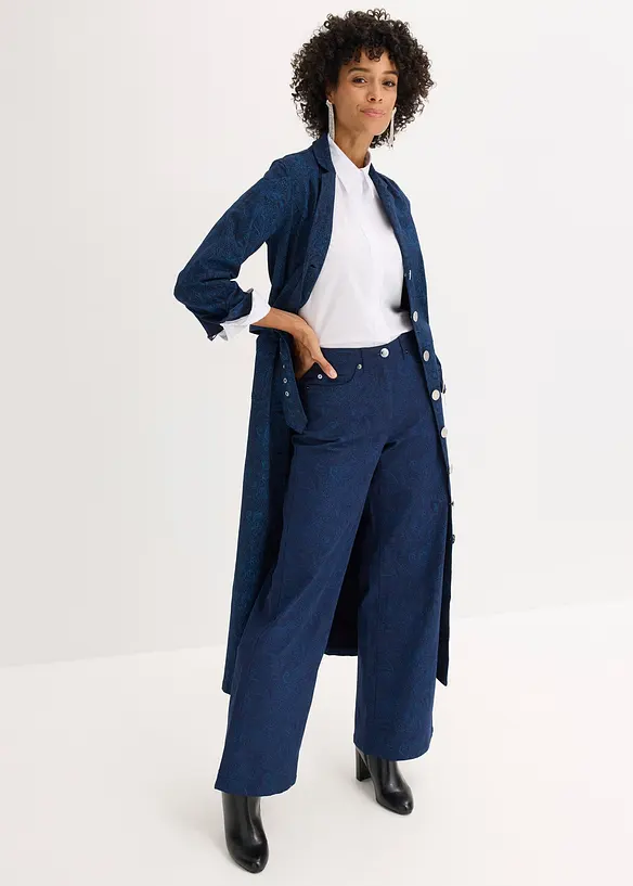 Wide Leg-bukse av bomullstretch, bonprix