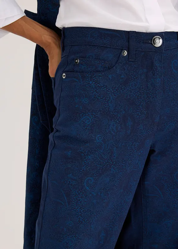 Wide Leg-bukse av bomullstretch, bonprix