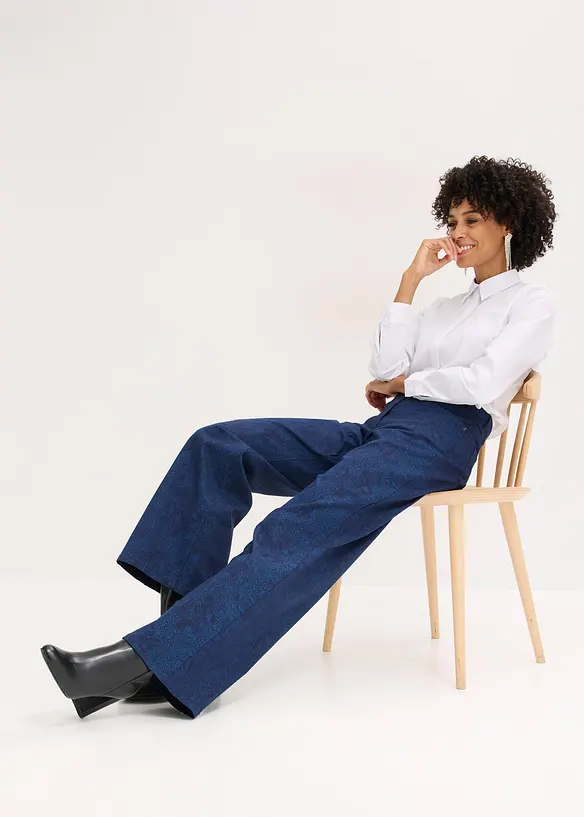 Wide Leg-bukse av bomullstretch, bonprix