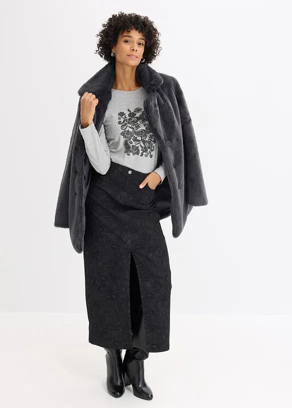 Langermet topp av &oslash;kologisk bomull med dekorativt trykk, bonprix