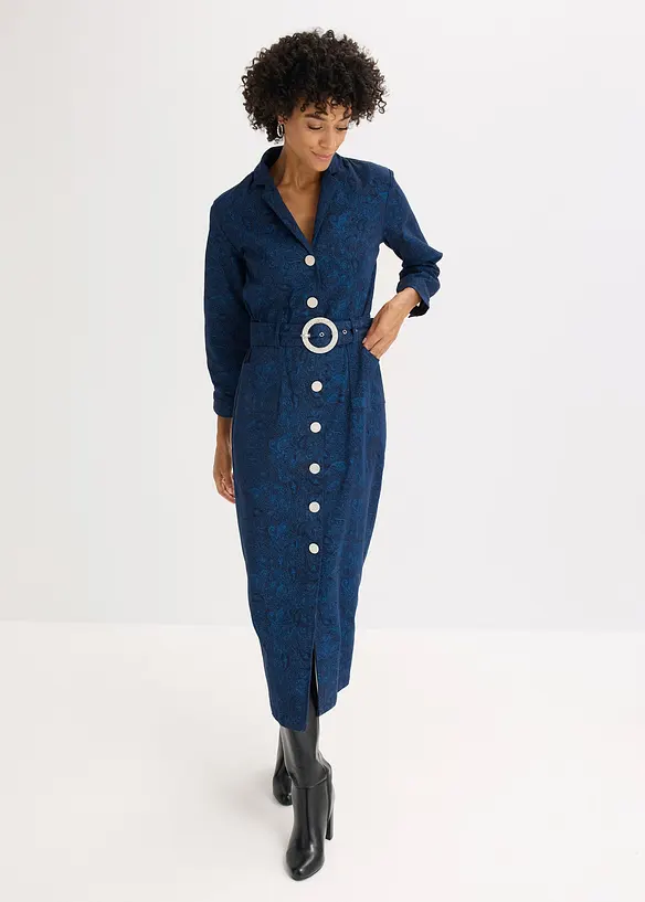 Twillkjole med belte (2-delt sett), bonprix