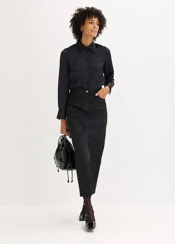 Stretchy skjørt i bomullsmateriale, bonprix