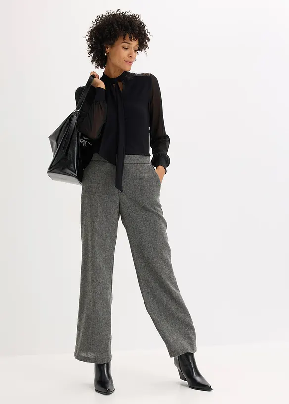 Sløyfe-topp med blonder, bonprix