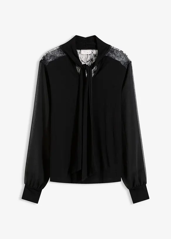 Sløyfe-topp med blonder, bonprix