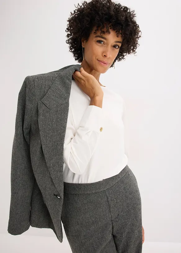 Langermet bomullstopp med ermer i poplin, bonprix