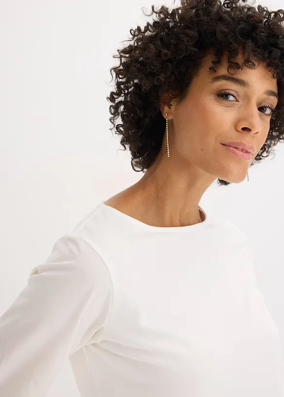 Langermet bomullstopp med ermer i poplin, bonprix