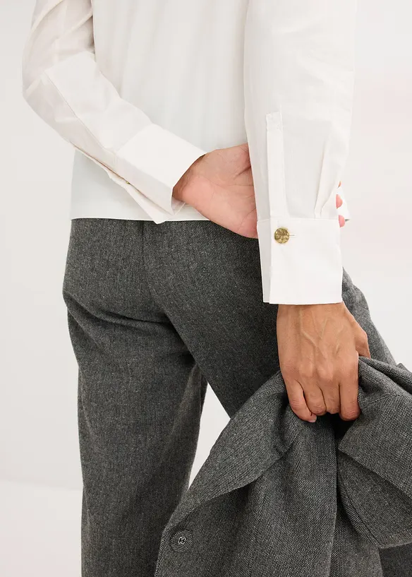 Langermet bomullstopp med ermer i poplin, bonprix