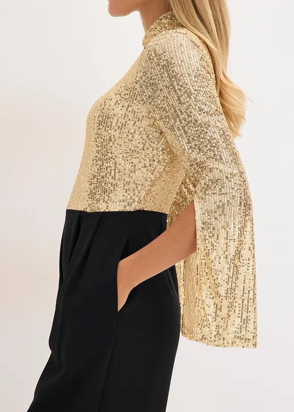 Jersey-jumpsuit med paljetter, bonprix