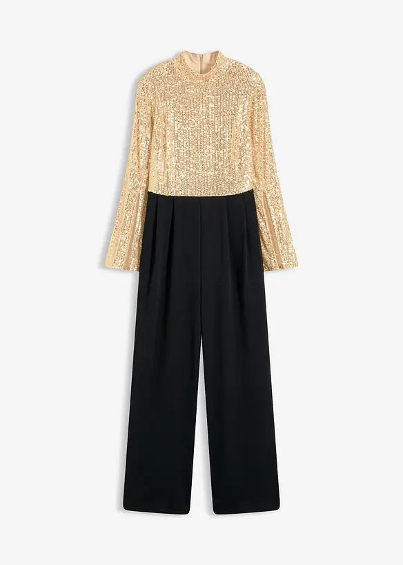 Jersey-jumpsuit med paljetter, bonprix