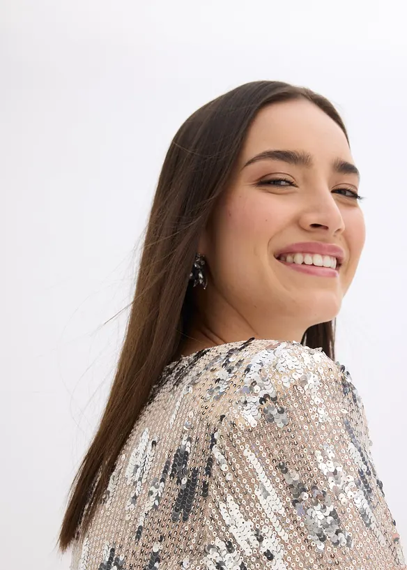 Langermet paljettopp, bonprix