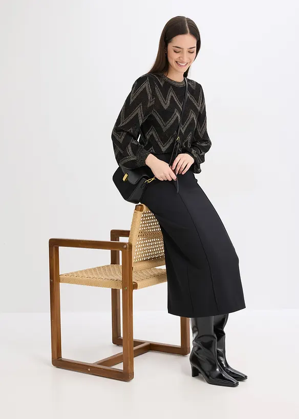 Finstrikket genser med glittereffekt, bonprix