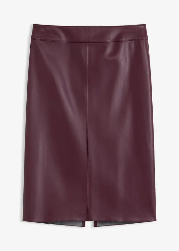 Knelangt skjørt i imitert skinn og smal modell, bonprix