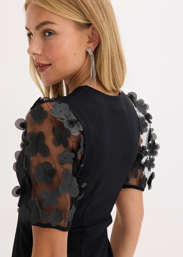 Minikjole med korte ermer i organza, bonprix