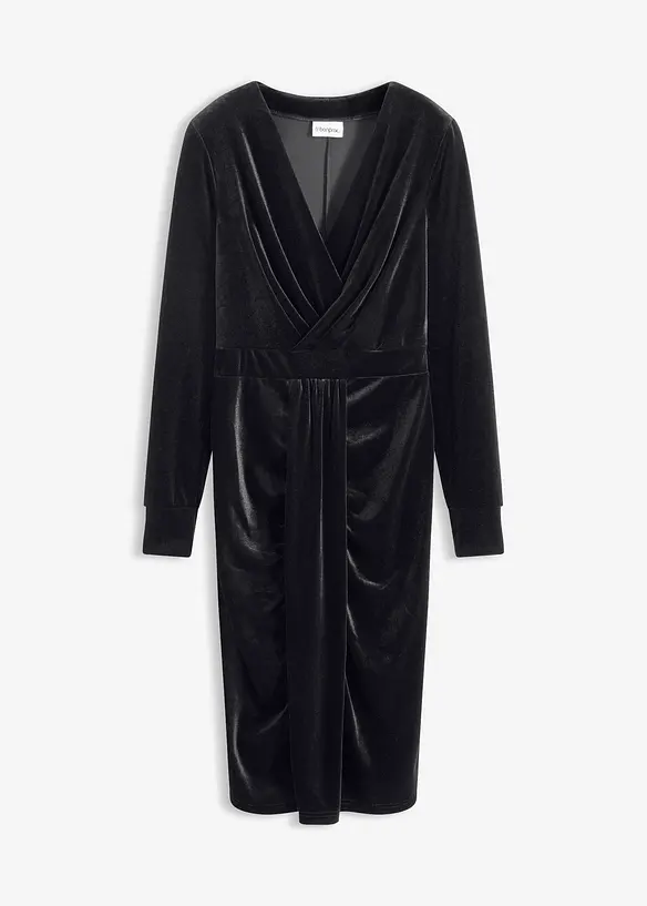 Midikjole i lett fløyel, bonprix