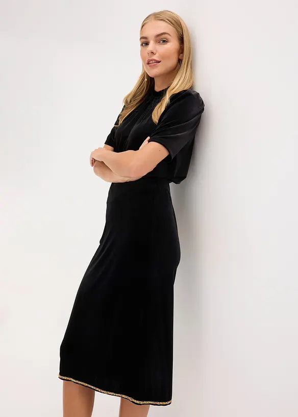 Midiskjørt med strass, bonprix