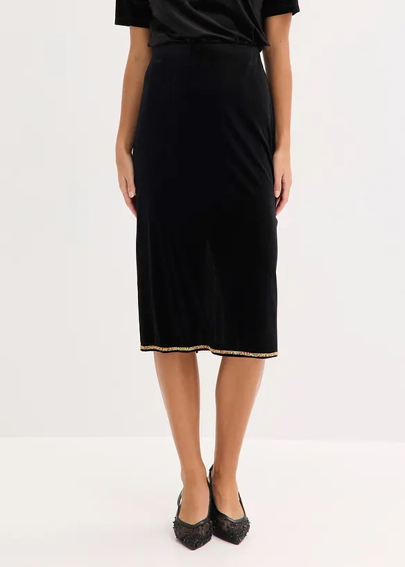 Midiskjørt med strass, bonprix