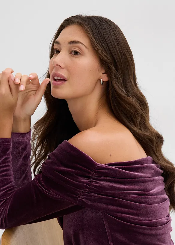 Off shoulder-topp i myk fl&oslash;yel, bonprix