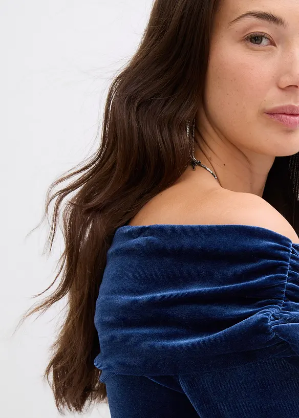 Off shoulder-topp i myk fløyel, bonprix