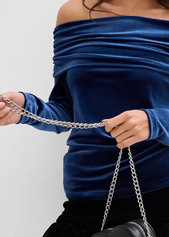 Off shoulder-topp i myk fløyel, bonprix