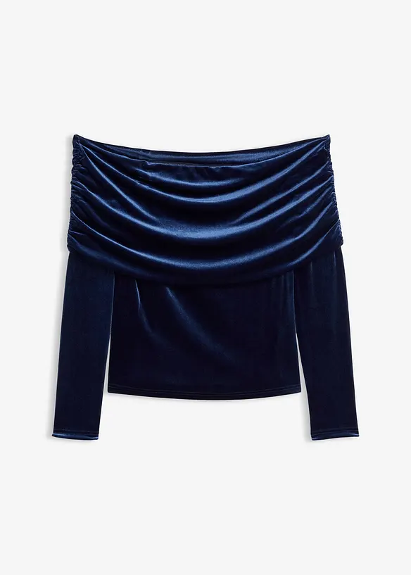 Off shoulder-topp i myk fløyel, bonprix
