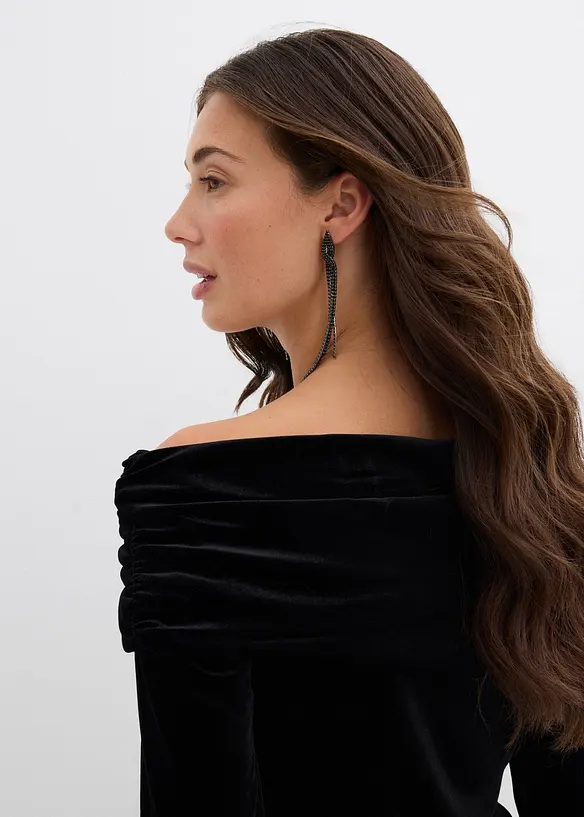 Off shoulder-topp i myk fl&oslash;yel, bonprix