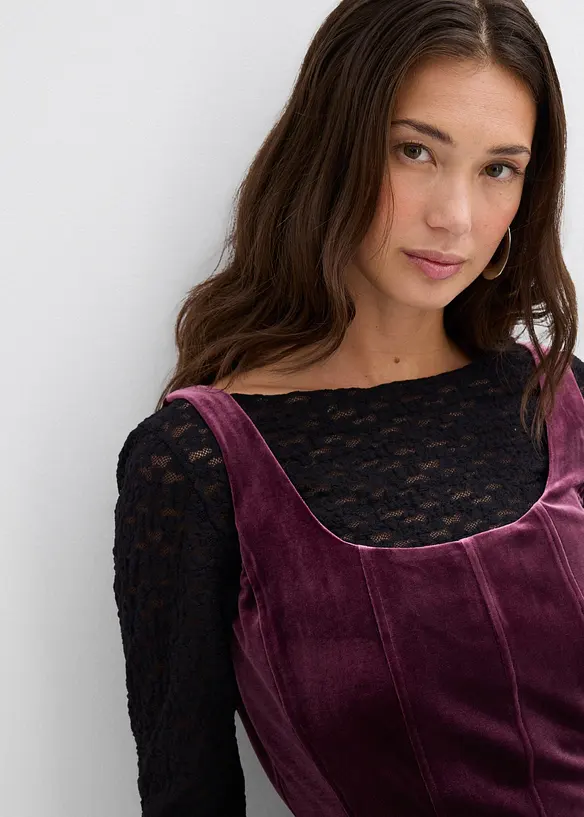 Corsage-kjole av myk fløyel, bonprix