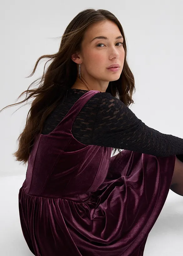 Corsage-kjole av myk fløyel, bonprix