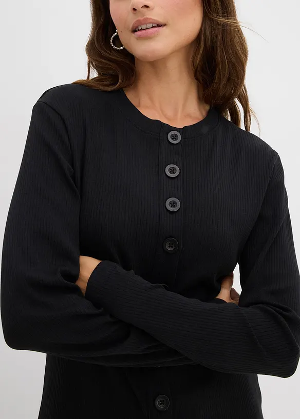 Langermet ribbet topp av 100% bomull, bonprix