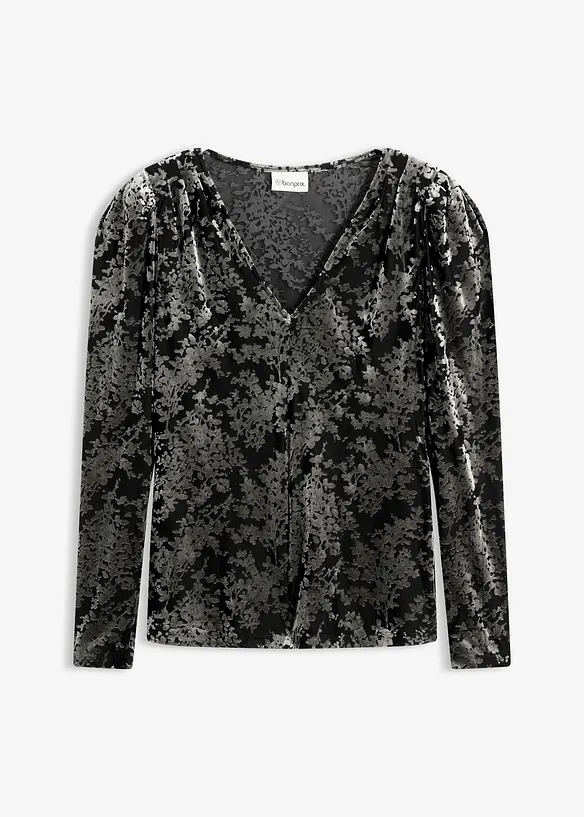 Langermet topp av Dévoré-fløyel, bonprix