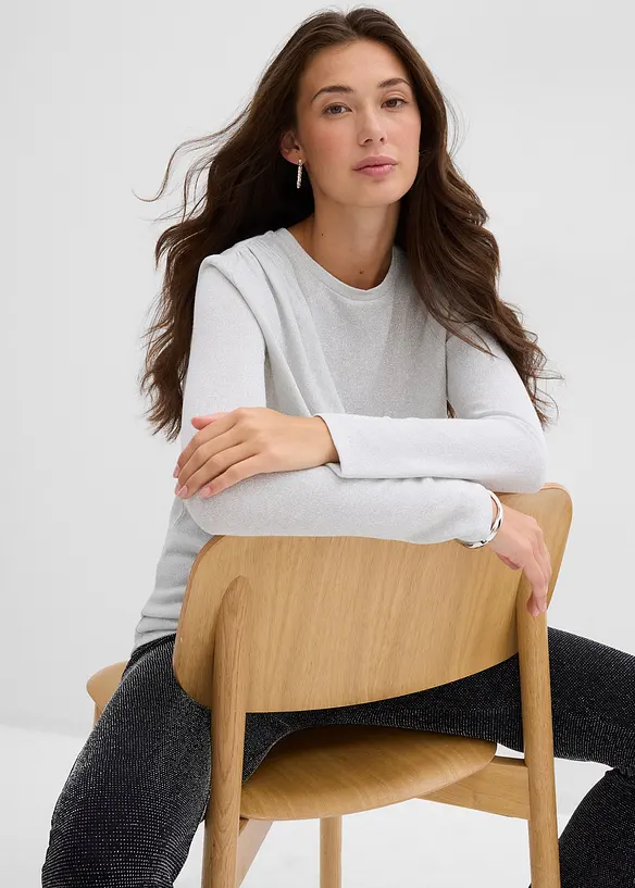 Langermet topp med rynking, bonprix