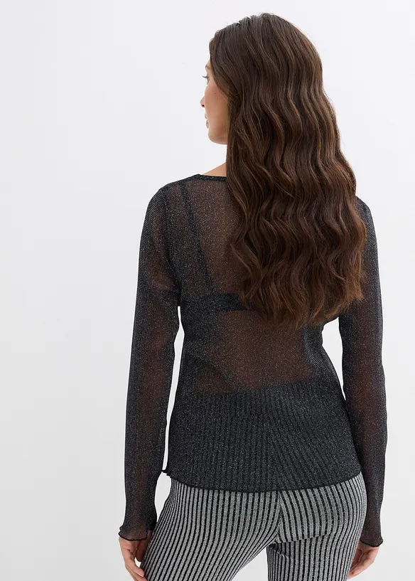 Langermet topp i transparent mesh, bonprix