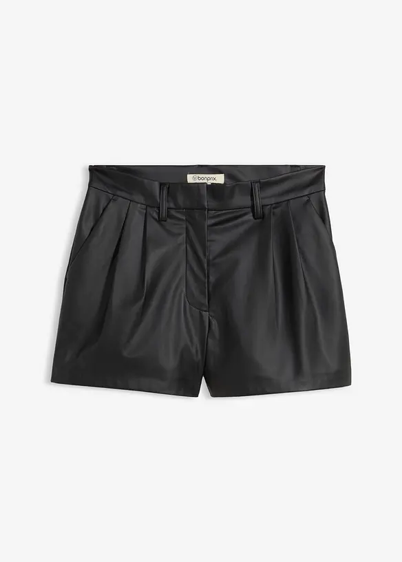 Kort shorts i imitert skinn, bonprix