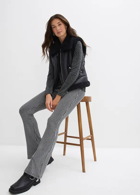 Leggings med utskrådde ben og glittergarn, bonprix