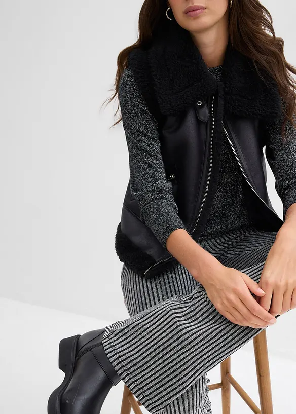 Leggings med utskrådde ben og glittergarn, bonprix