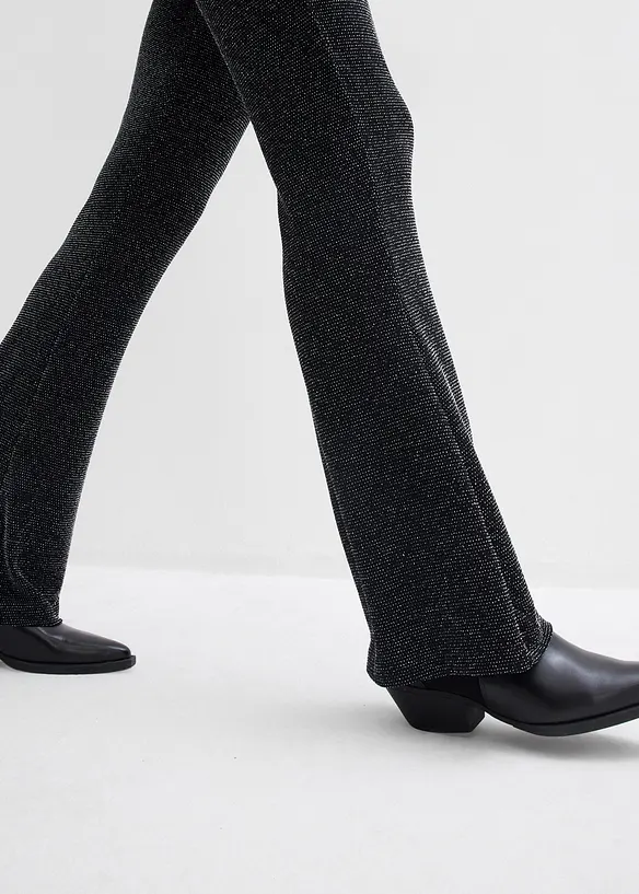 Leggings med utskrådde ben og glitter, bonprix