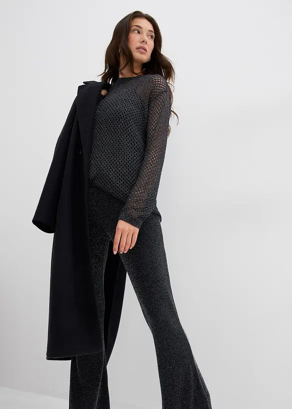 Leggings med utskrådde ben og glitter, bonprix